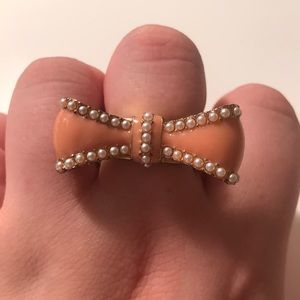Coral and pearl bow tie Ring
